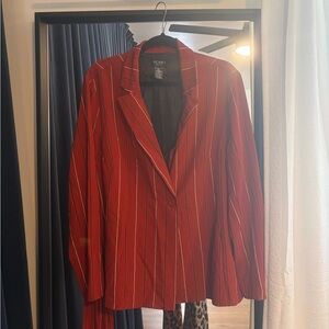Soho Apparel Belted Red Pinstripe Blazer